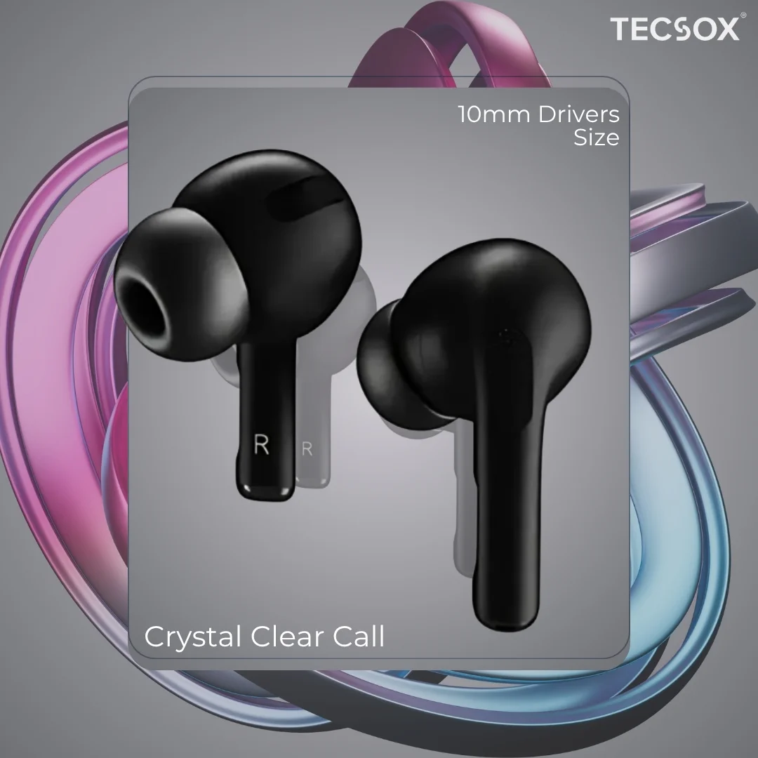 TecPod Pro Black Matt Bluetooth Earbuds | 30 Hour Playtime | Under ₹1000 - Image 9