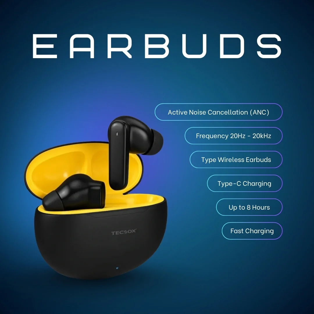 TecSox Pulse 611 Bluetooth Earbuds | Bluetooth 5.3 | 30Hr Play Time | Deep Bass Airpods - Image 35