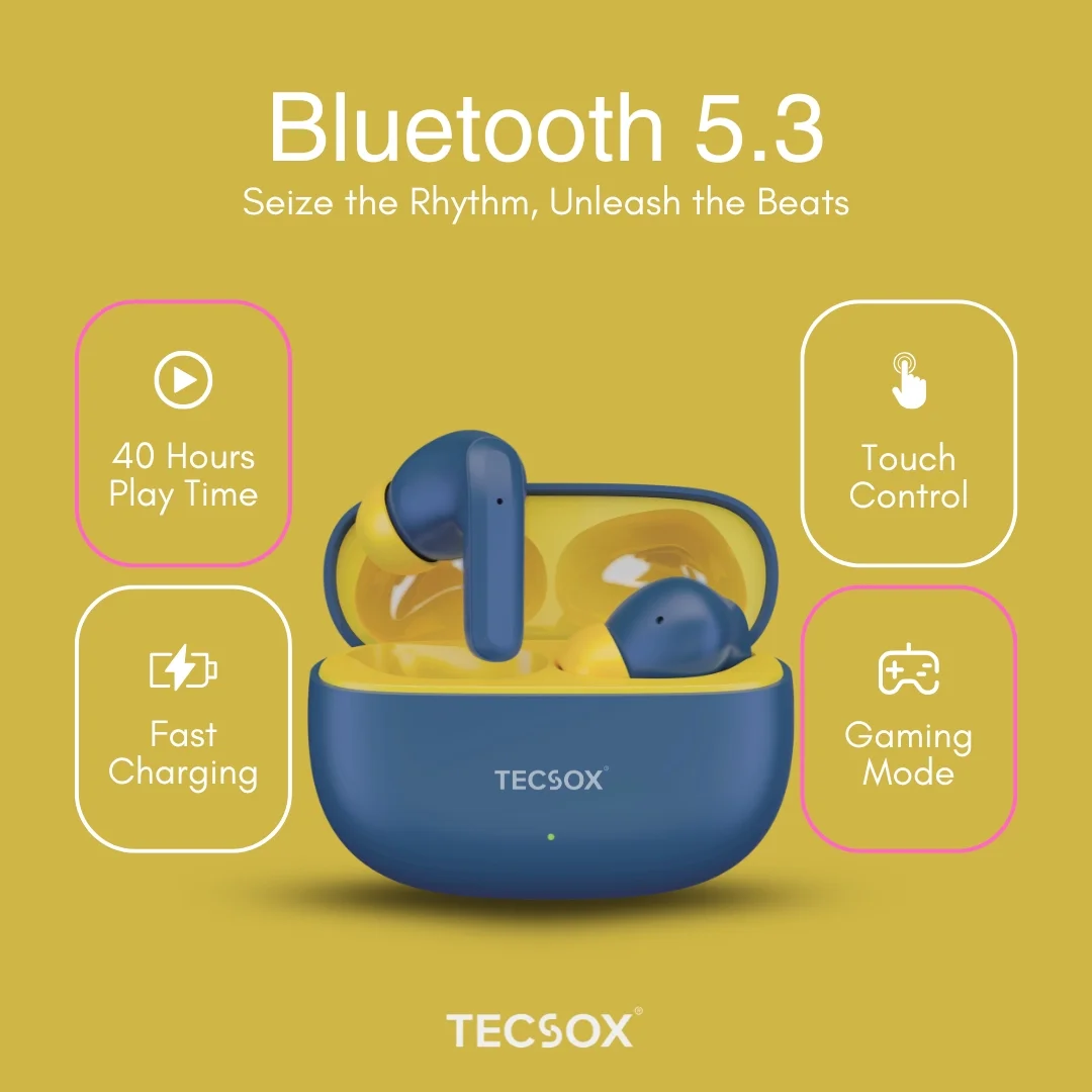 TecSox Wave Bluetooth Earbuds | Deep Bass | IPX water resistance - Image 21
