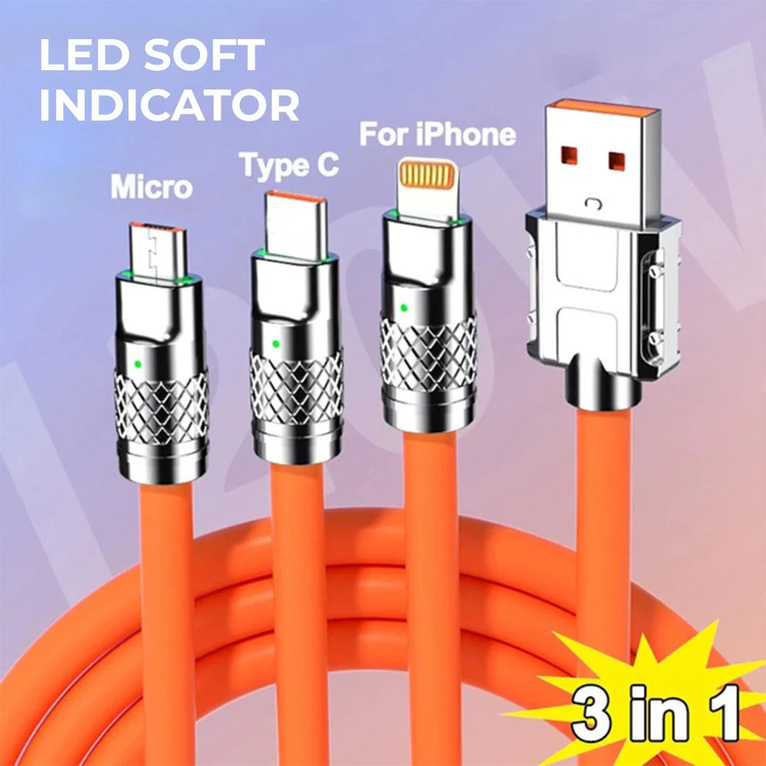 Tecsox 3 in 1 120W Fast Charging Cable | For iOS & Android - Image 4