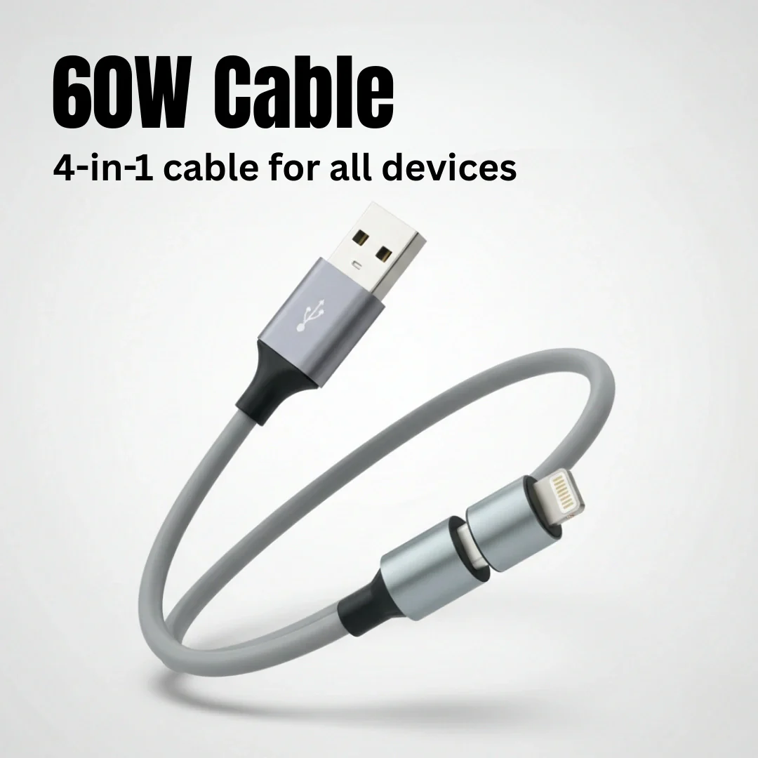 TecSox Zap 4-IN-1 Cable | 1 Meter Fast Charging Cable | 60W - Image 12