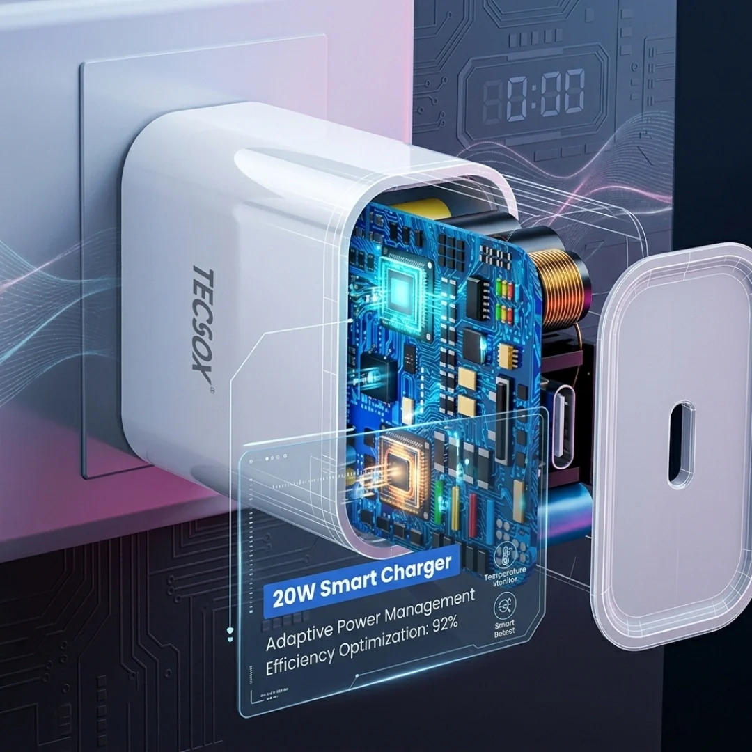 TecSox Type C 20W PD Wall Charger | Under ₹1999 | For iOS & Samsung devices - Image 6