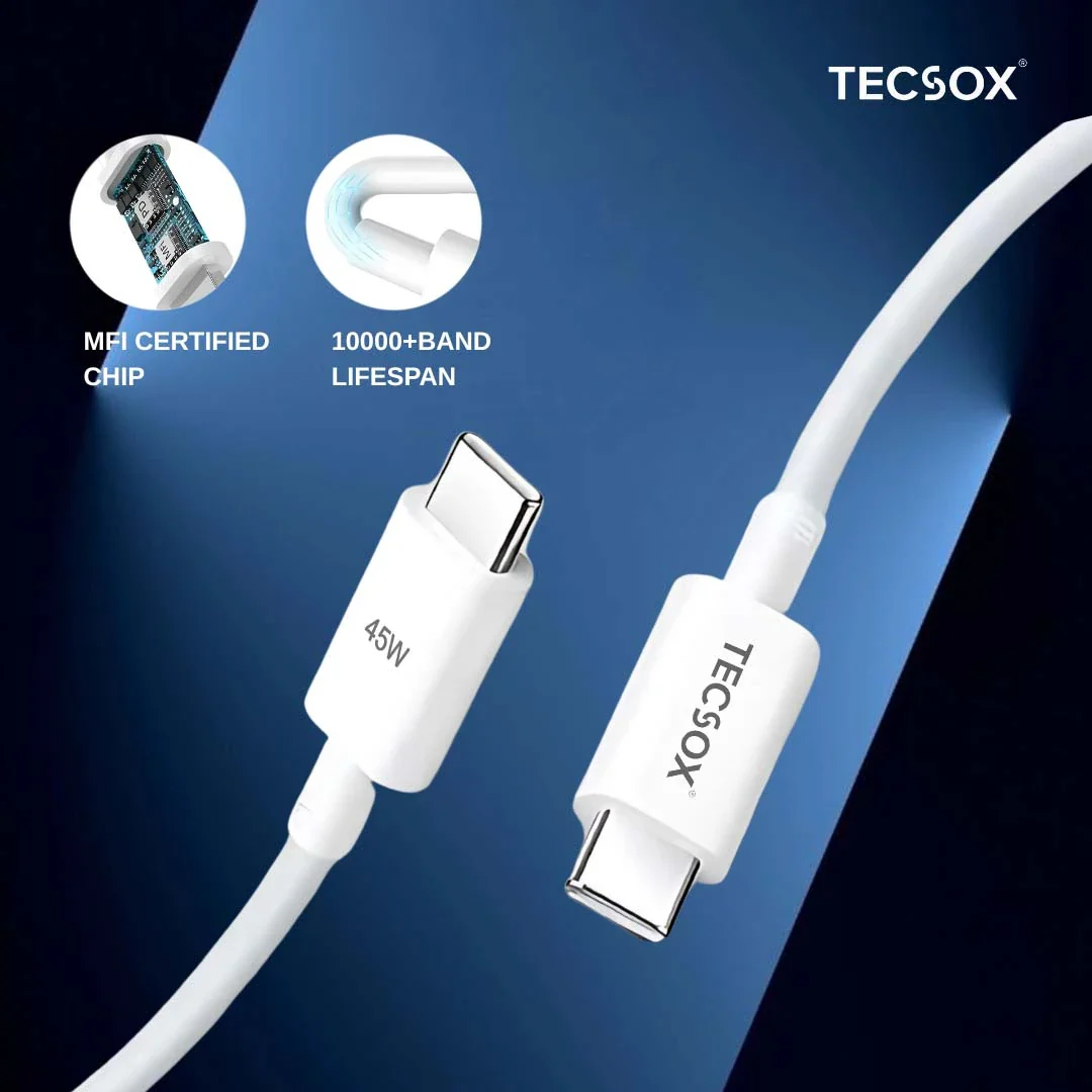 TecSox GAN Charger with Type C To C Cable | 35Watt | Compatible for Smartphones and Laptops - Image 10