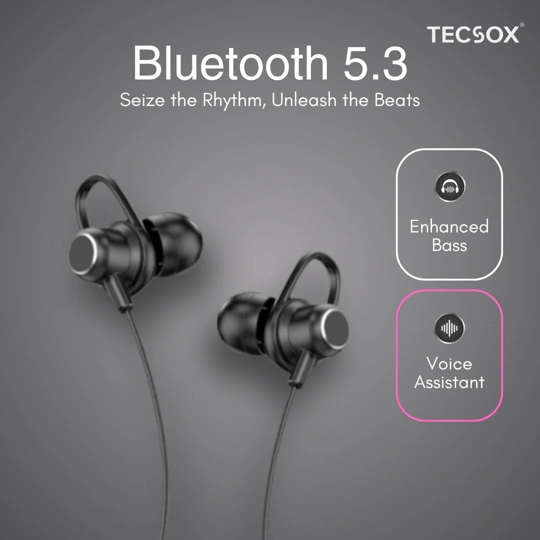 TecSox Verve Bluetooth Neckband | Metallic Touch + High Bass - Image 8